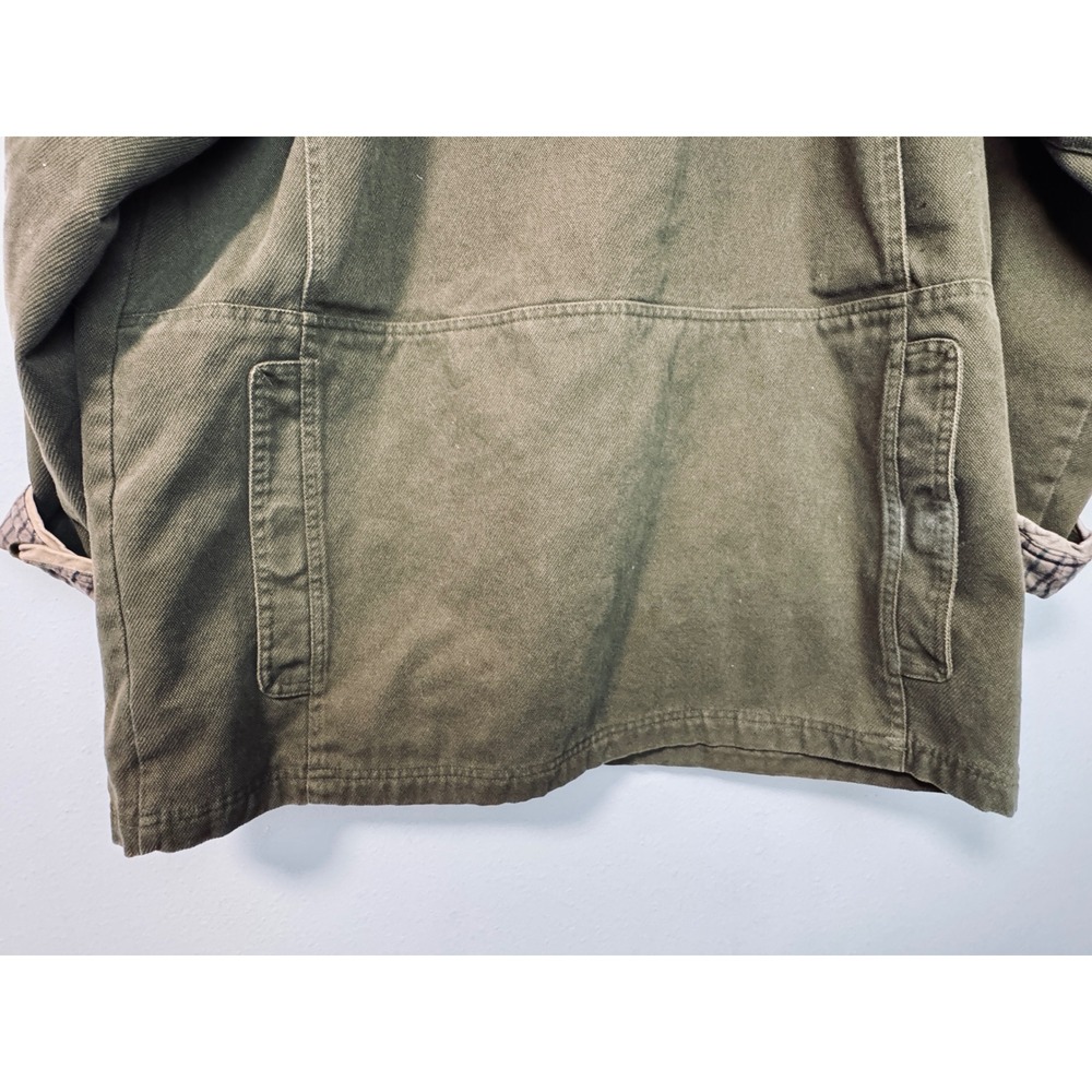 Vintage Columbia River Lodge Barn Chore Jacket Olive Green Flannel Lined Large - Picture 4 of 15